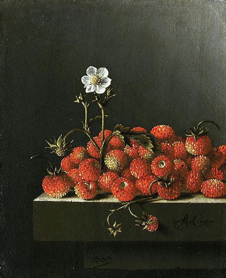 Adriaen Coorte Still life with wild strawberries. Germany oil painting art